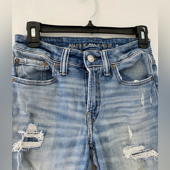 American eagle airflex high waisted Trendy Distressed Blue Jeans size 28x28 - Picture 2 of 10